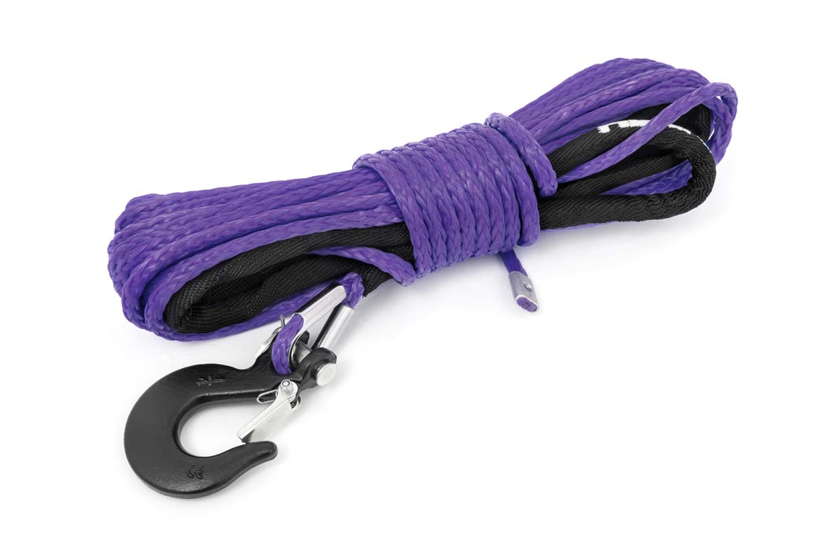 Synthetic Winch Rope - Rough Country - 1/4 Inch, 50 Ft, Rated for up to 7,000lbs - Purple